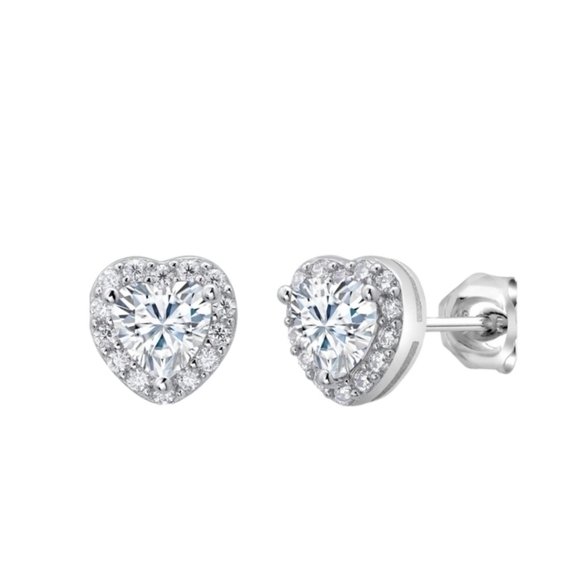 1.06CT Diamond Heart Stud Earrings Moissanite 925 Mothers Day Gift Anniversary - Picture 1 of 5